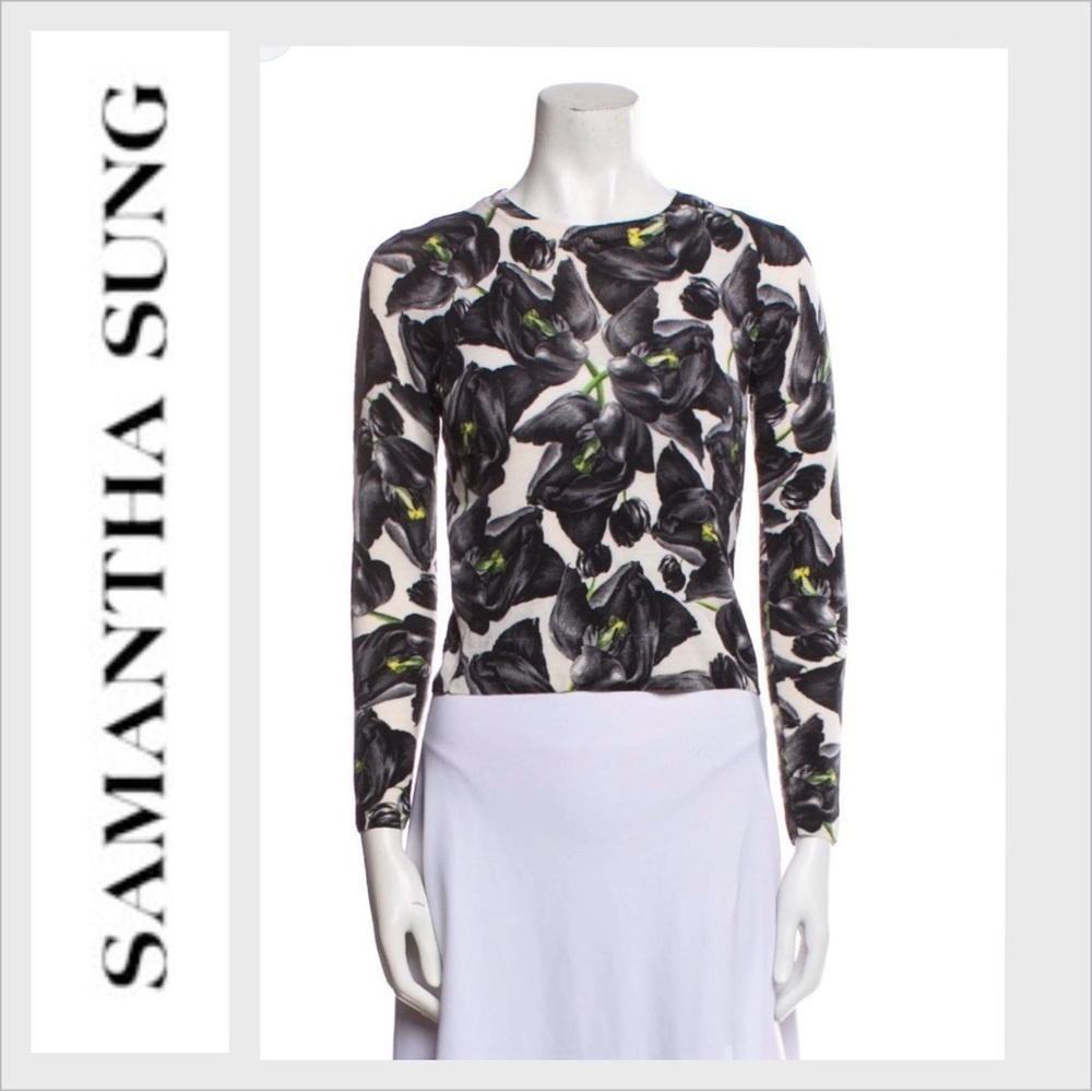 Samantha Sung Womens  Charlotte Silk & Cashmere-Blend Sweater L